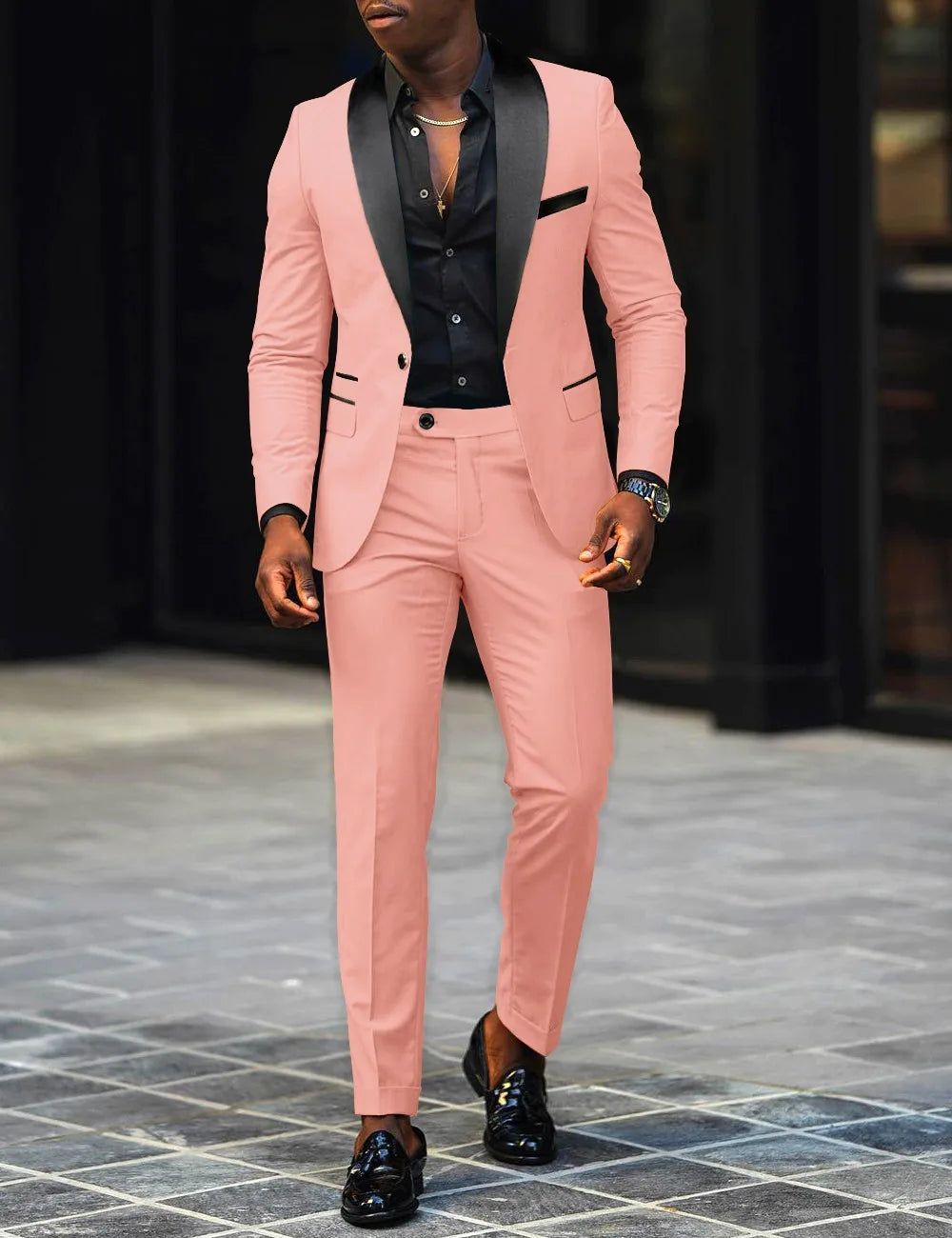Men's New Fashion Business Casual Two-piece, Comfortable and Breathable Slim-fit Side Slit Single-button Suit Jacket+trousers