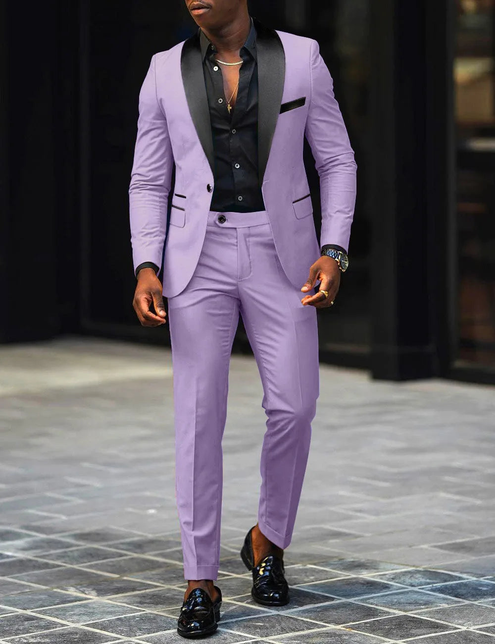 Men's New Fashion Business Casual Two-piece, Comfortable and Breathable Slim-fit Side Slit Single-button Suit Jacket+trousers