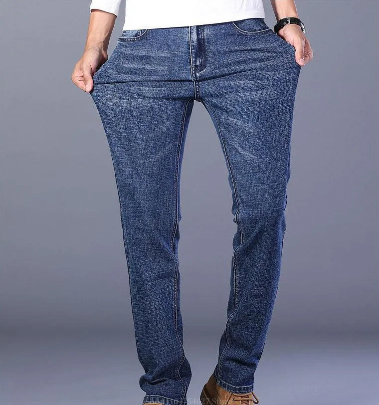 Men's Jeans - Summer Casual Fashionable and Universal Stretch Elastic Mid-Level Denim Jeans Midtown Industry Loose Jeans
