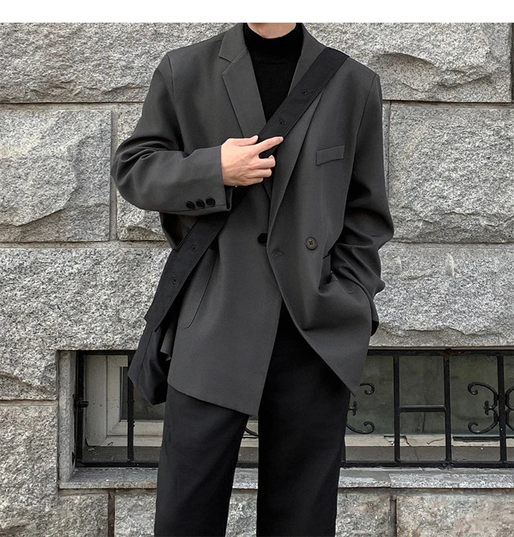 2024 Spring Summer Men Formal Blazers Men Korean Fashion Loose Casual Dress Jacket Men Harajuku Social Suit Jacket Clothing