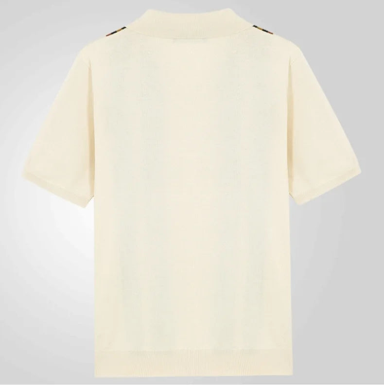 Men Striped Polo Shirts Single Breasted Tees Cardigan Knitted Short Sleeve Shirt Business Loose Tops Summer 2025 Buttons