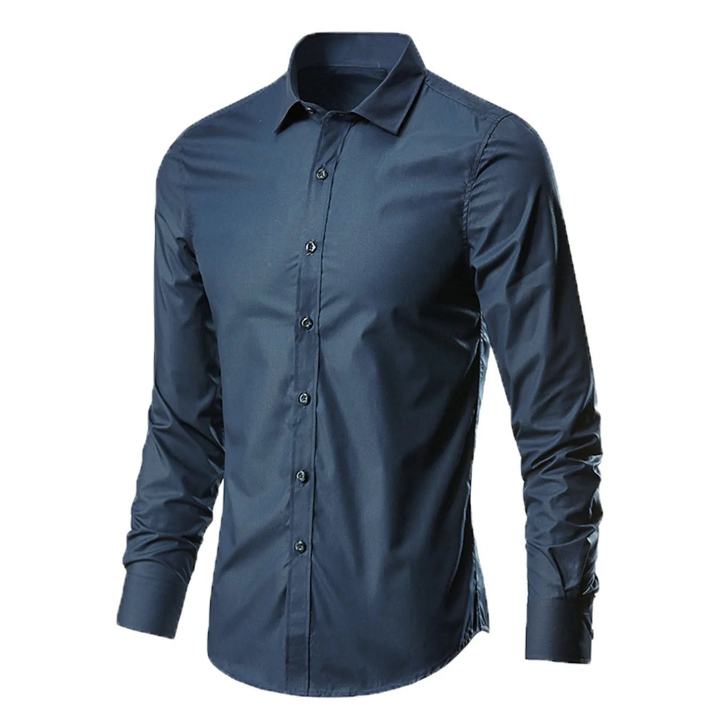 Men's Luxury Casual Social Formal Shirt Lapel Long Sleeve Slim Solid Color Male Business Dress Shirts Blouse Shirt Tops