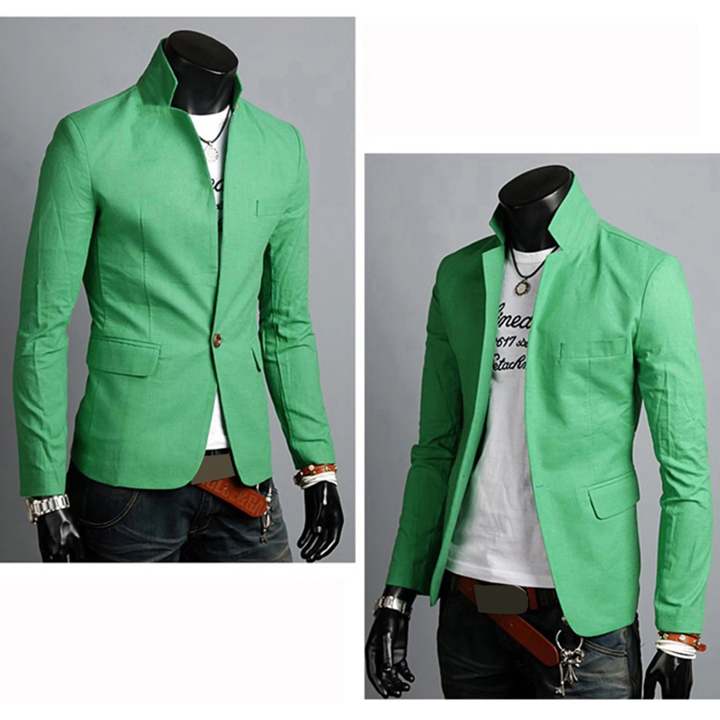 Business Autumn Pockets Men Coat Solid Color Lapel Collar Button Decor Business Blazer