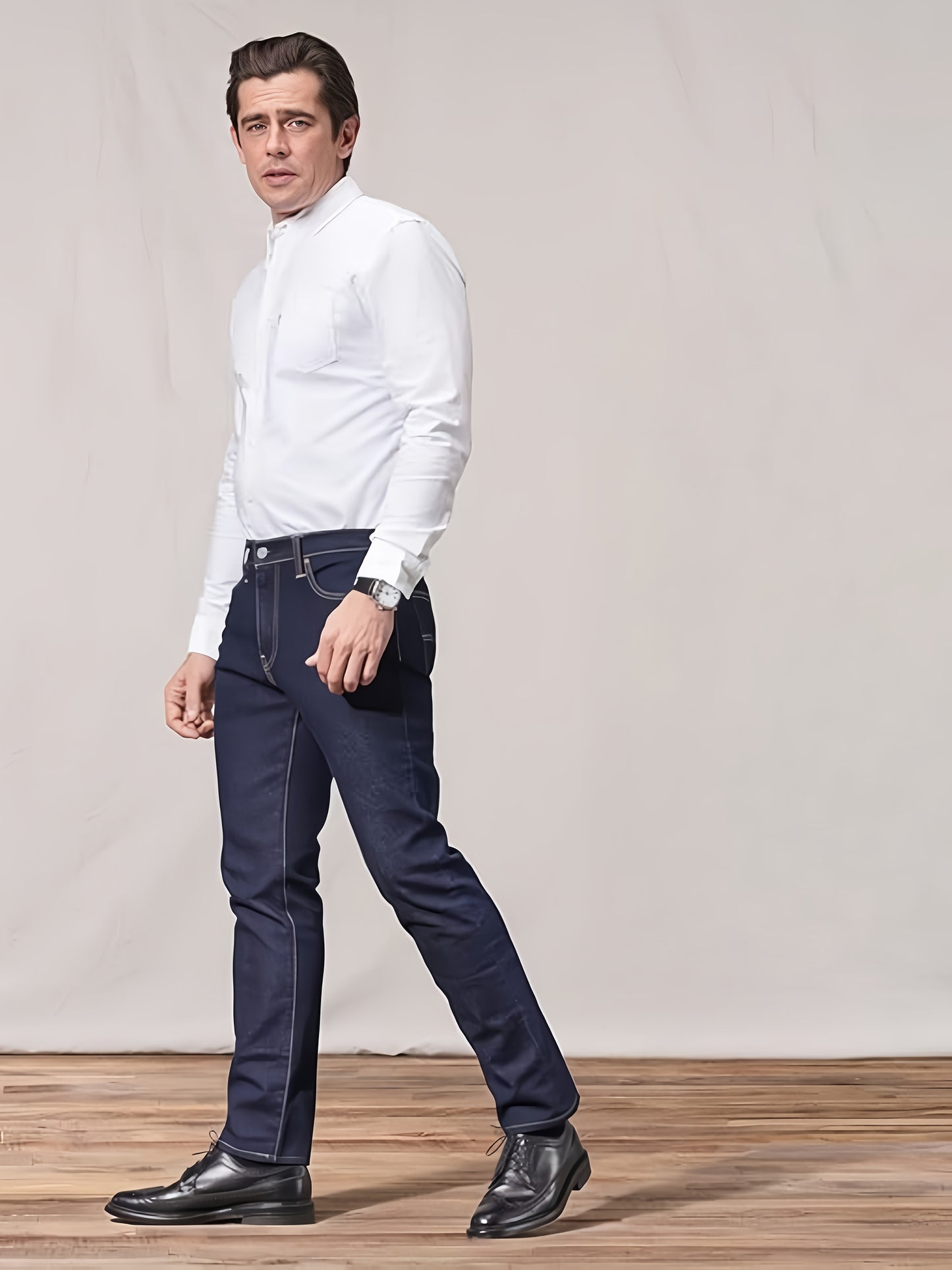 Straight-Leg Jeans, Classic Business Casual Jeans for Men, Denim Pants, Men'S Jeans, Slim-Fit Jeans, Skinny Jeans - Versatile All-Season Jeans, Business Jeans, Stylish Jeans, Regular Fit, Polyester Blend, Machine Washable.