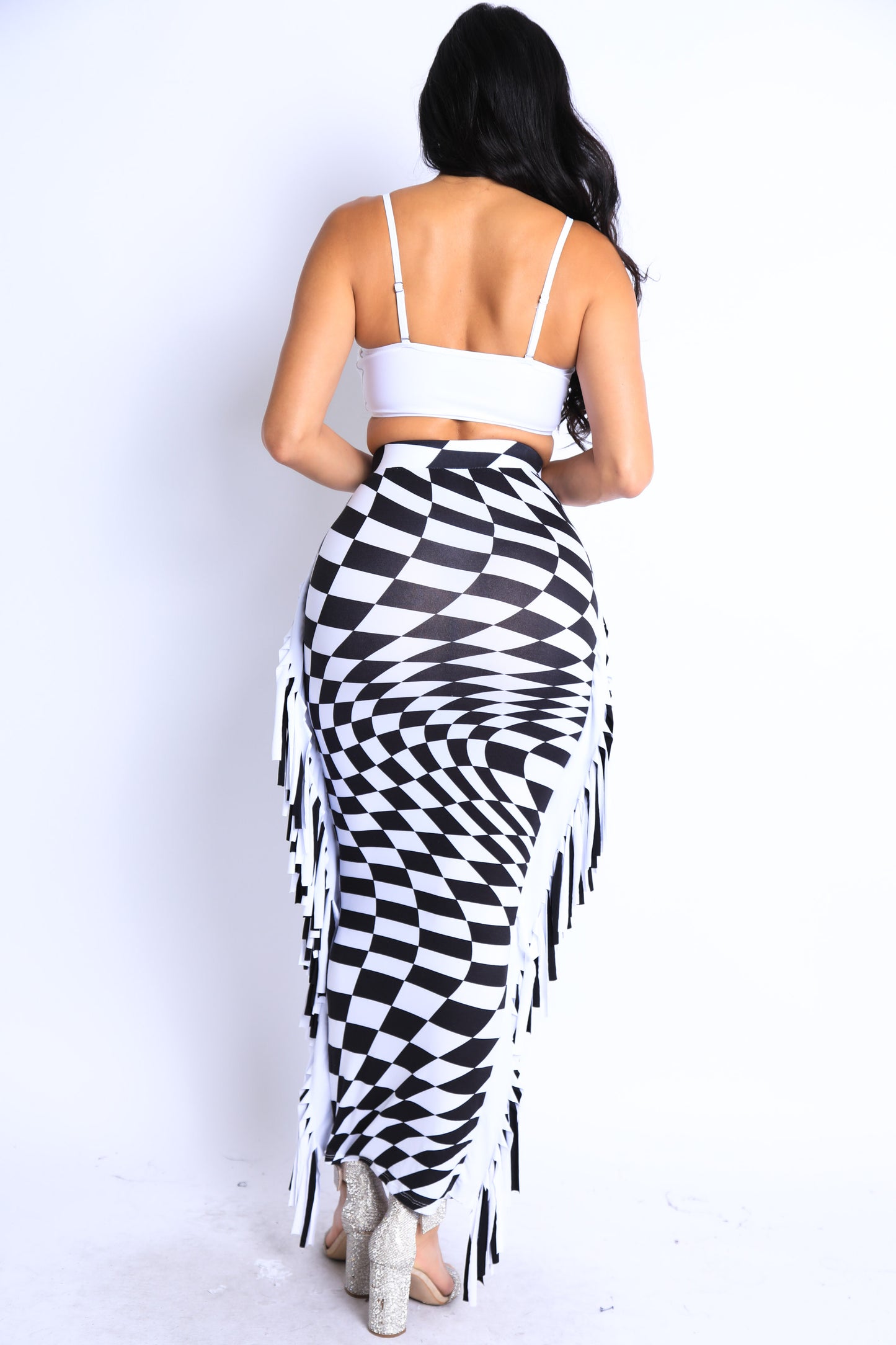 Plaid Stretch Bodycon Maxi Skirt