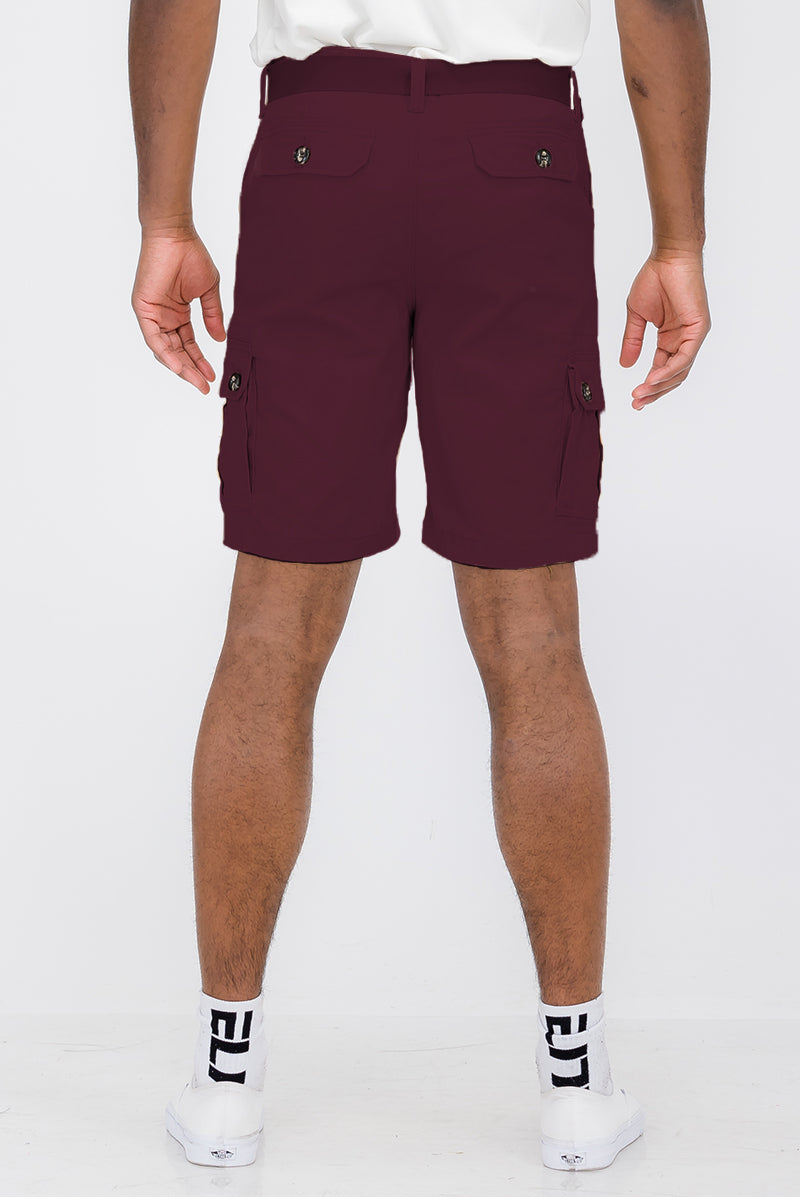 Belted Cargo Short - Maroon