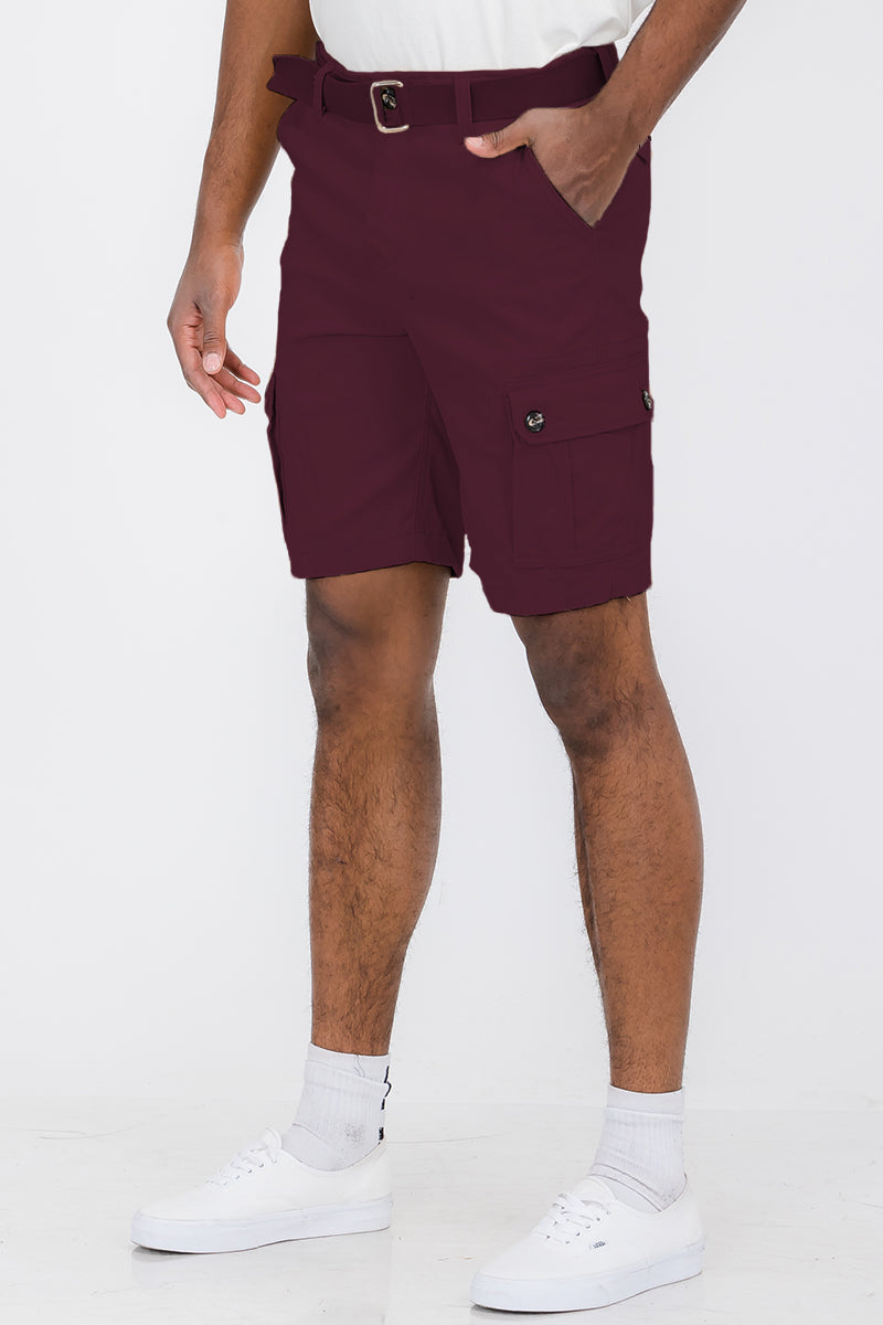 Belted Cargo Short - Maroon