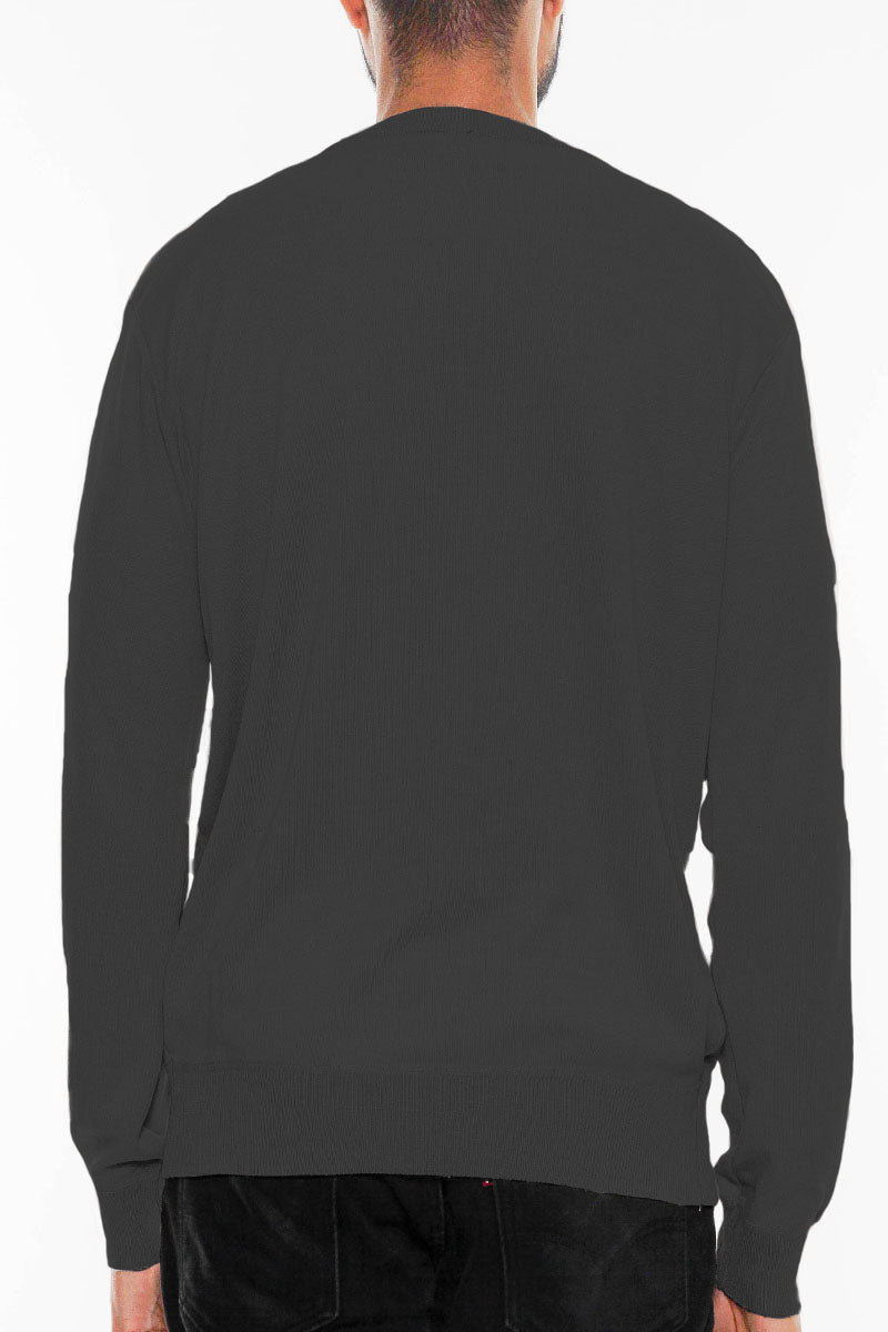 Solid V neck Knit Pullover Sweatshirt