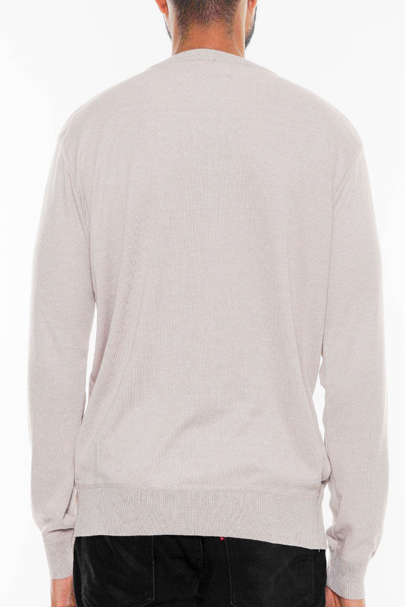 Solid V neck Knit Pullover Sweatshirt