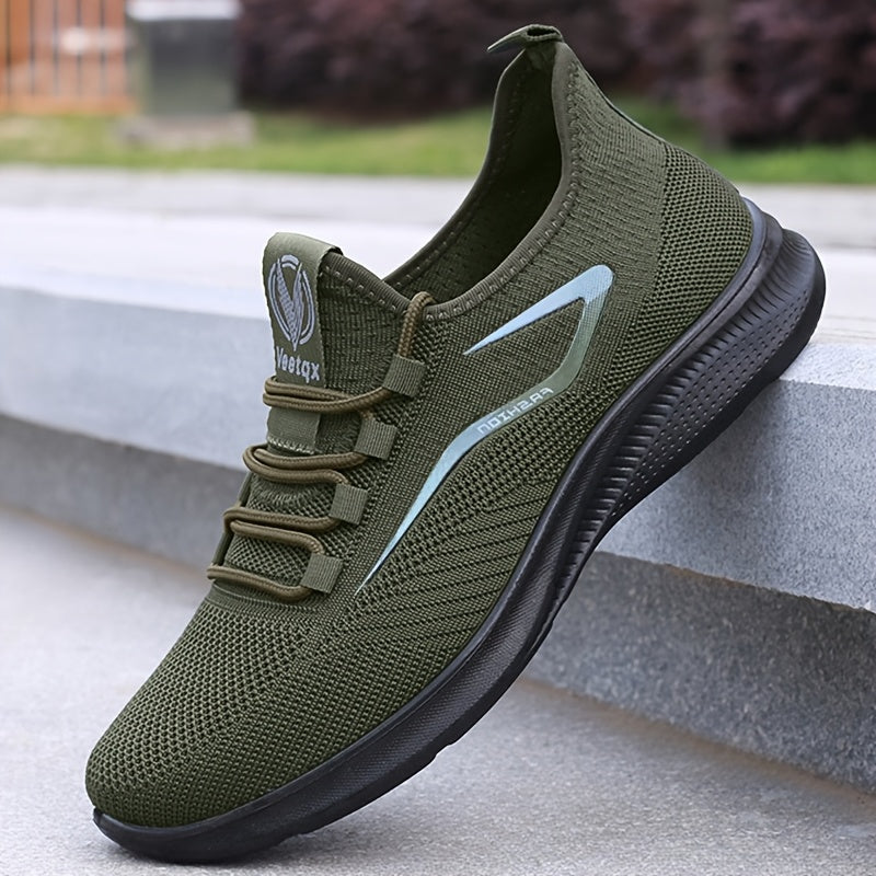Men's Lightweight Slip-Resistant Casual Sneakers - Breathable Mesh & Fabric Upper, Durable PU Sole, Round Toe Low-Top Design for Hiking, Outdoor, Travel & Daily Wear - All-Season Comfort, Hiking Shoes, Outdoor Footwear, Sleek