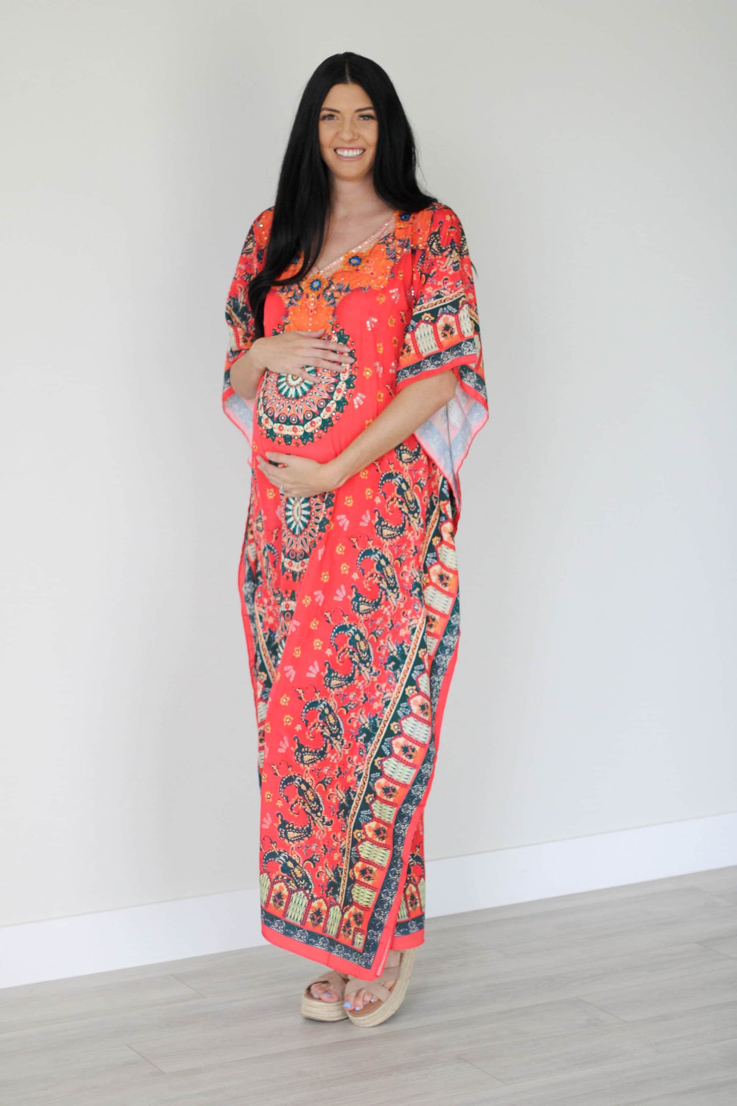 Loose Fit Silk Caftan Dress