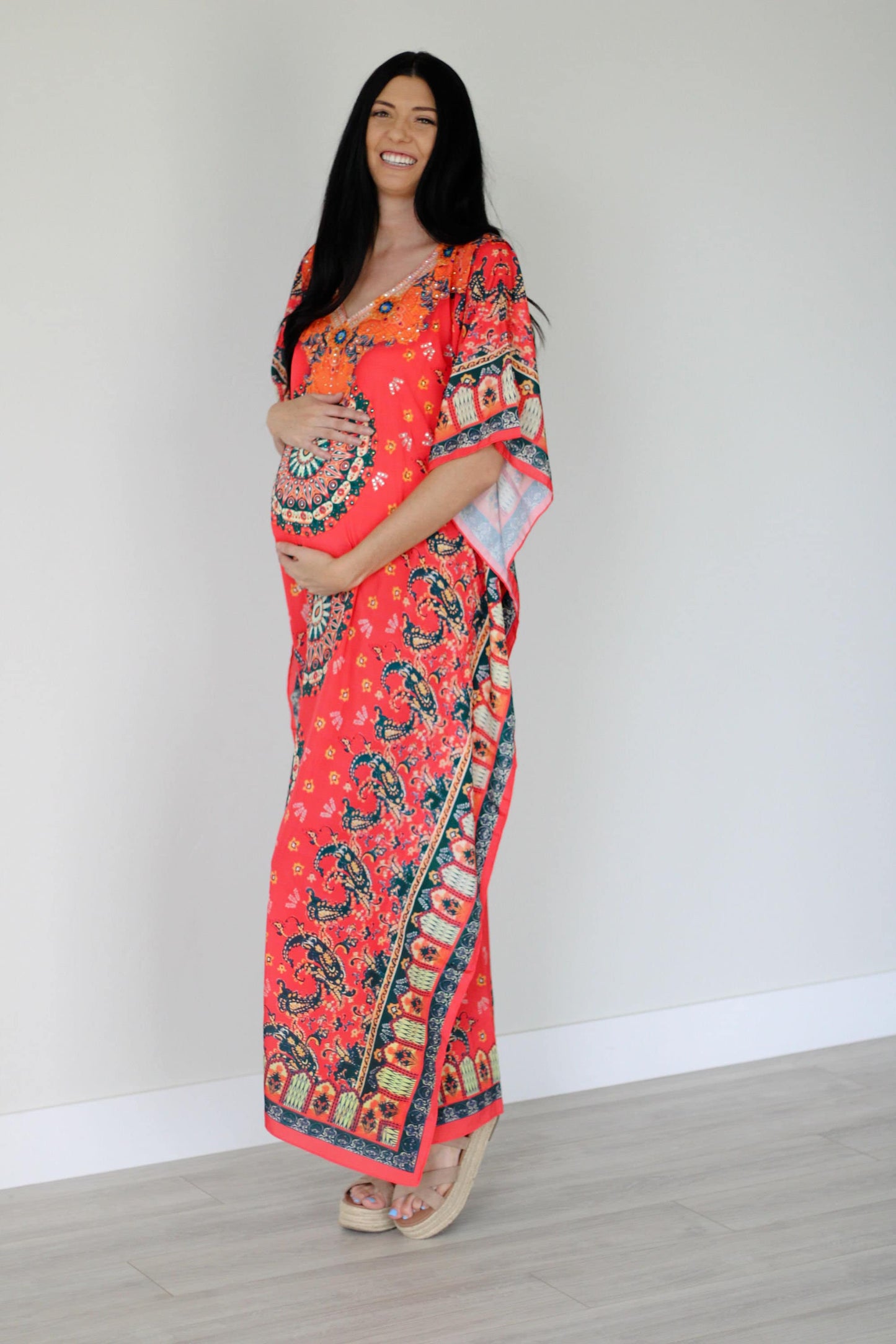 Loose Fit Silk Caftan Dress