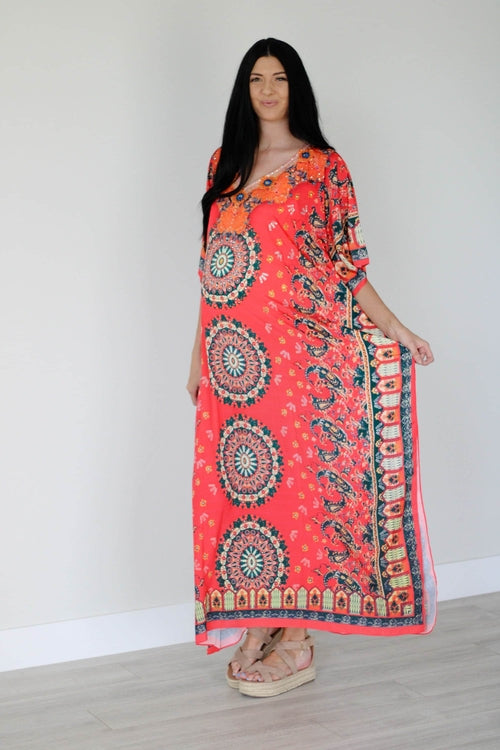 Loose Fit Silk Caftan Dress