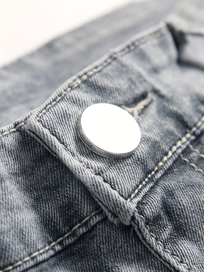 New Men'S Casual Slim Fit Worn-out Jeans With Elastic Fashion Trend Men'S Jeans