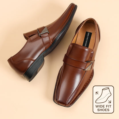 Men's Wide Version Giorgio Flexible and Comfort Dress Loafers Shoes CLASSIC Square Toe Design Dress Shoes for Men
