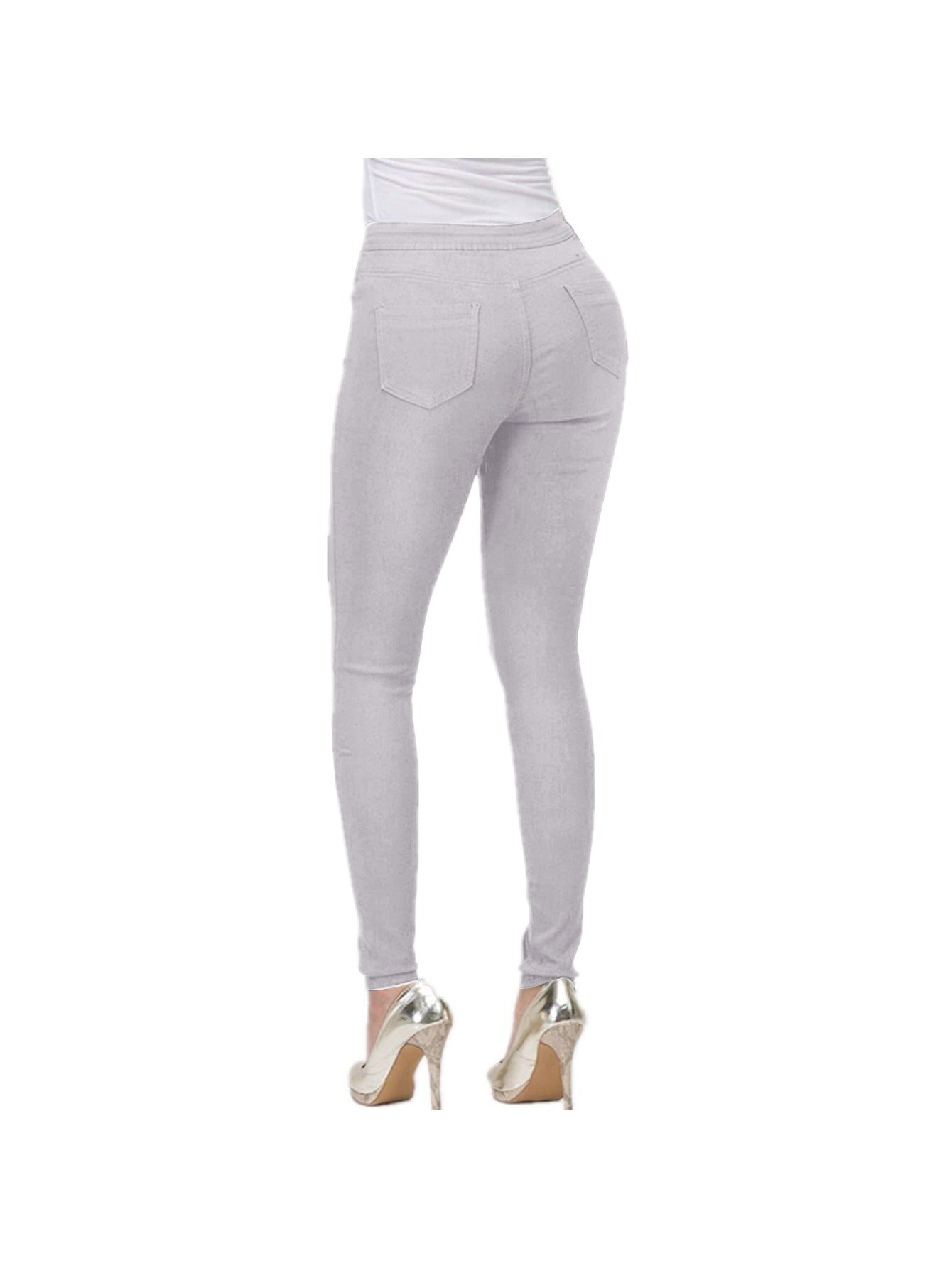 Slim-Fit Stretchy Jeans for Women, Solid Color, Flattering Long Pants, Available in Multiple Colors, European And American Style, Trendy And Versatile