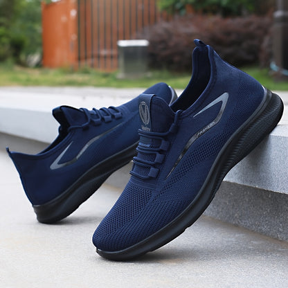 Men's Lightweight Slip-Resistant Casual Sneakers - Breathable Mesh & Fabric Upper, Durable PU Sole, Round Toe Low-Top Design for Hiking, Outdoor, Travel & Daily Wear - All-Season Comfort, Hiking Shoes, Outdoor Footwear, Sleek