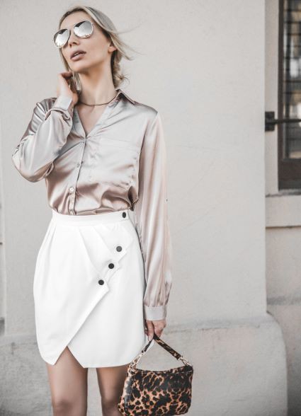 White Asymmetrical Layered Mini Skirt