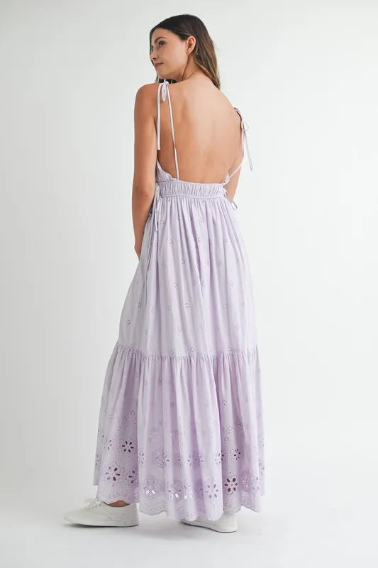 MABLE Side Strap Lace Maxi Dress