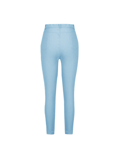 Slim-Fit Stretchy Jeans for Women, Solid Color, Flattering Long Pants, Available in Multiple Colors, European And American Style, Trendy And Versatile