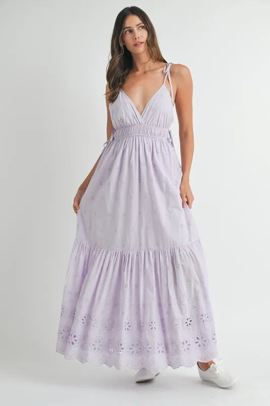 MABLE Side Strap Lace Maxi Dress