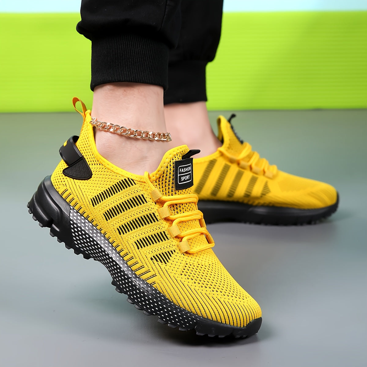 1 Pair of Men's Casual Sneakers Available in 3 Colors, Featuring Geometric Texture Fabric with Lace-up Closure, Durable MD Sole, Breathable Upper, Suitable for All Seasons