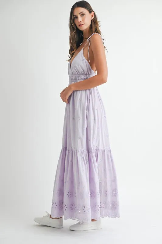 MABLE Side Strap Lace Maxi Dress