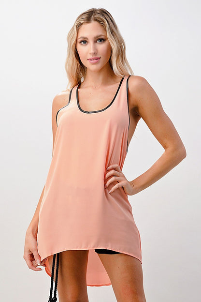 Contrast Trim Scoop Neck Tank Top