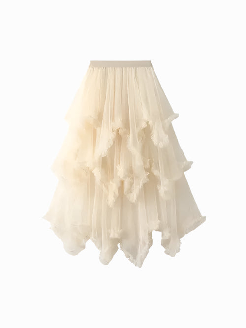 Layered Mesh High Waist Skirt