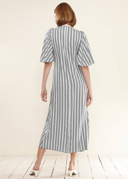 Ditsy Gingham Tie-Front Maxi Dress