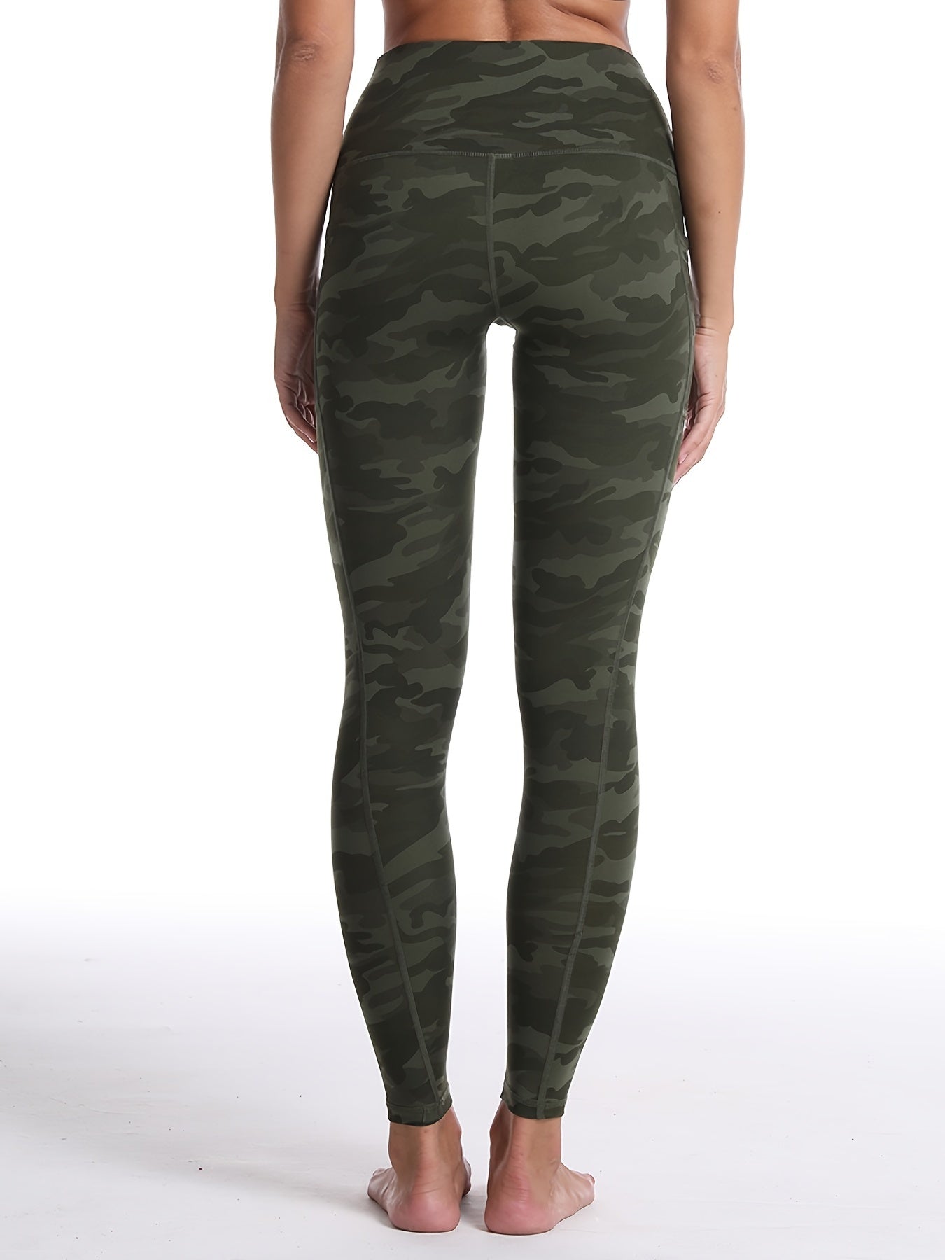 Women's Activewear: Stretchy Camo Print High Waist Pocket Leggings with Breathable Sweat Absorption & Ankle Length - Perfect for Sports! For Fall & Winter