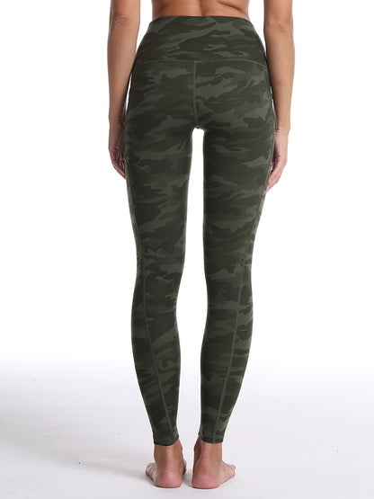Women's Activewear: Stretchy Camo Print High Waist Pocket Leggings with Breathable Sweat Absorption & Ankle Length - Perfect for Sports! For Fall & Winter