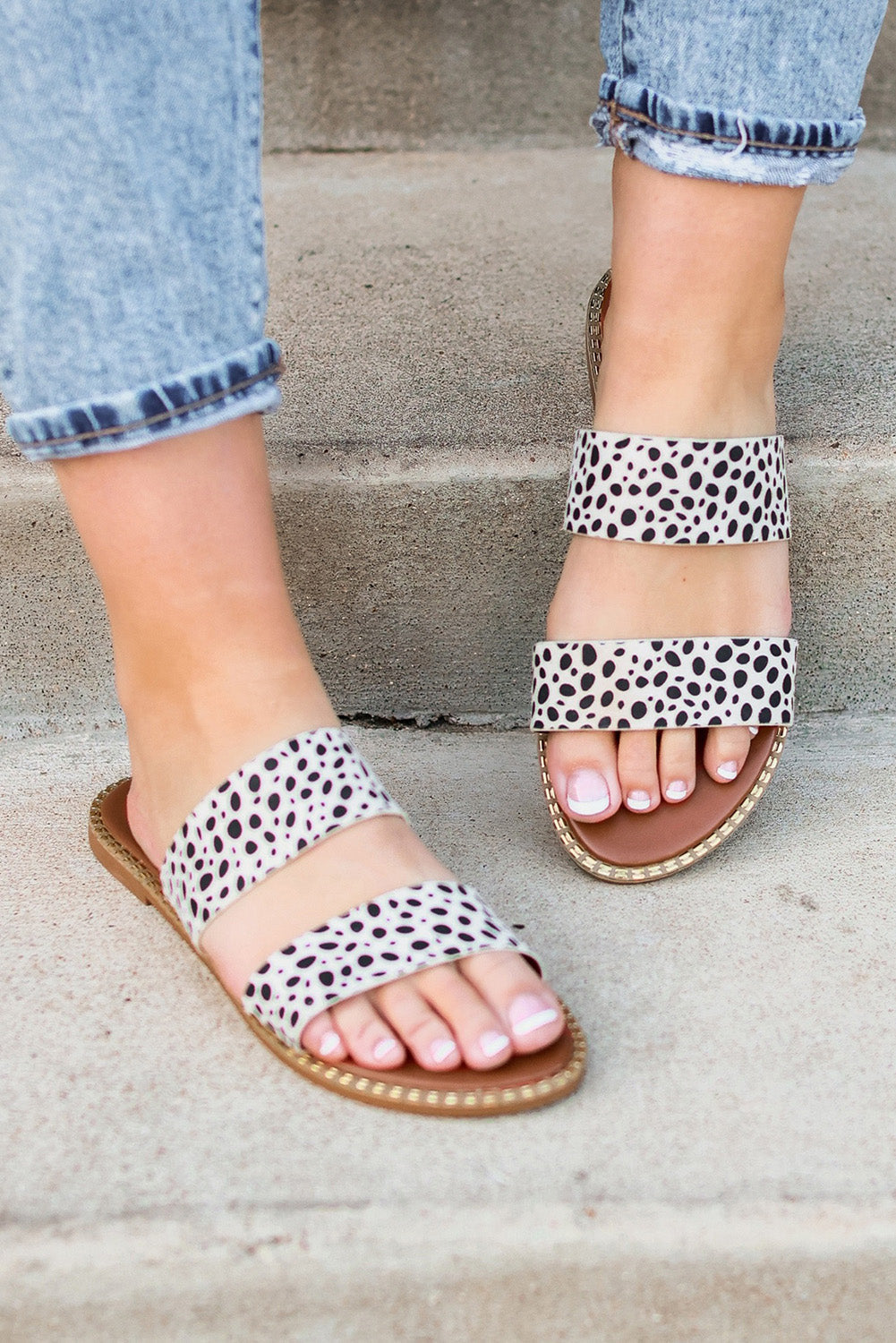 Leopard Dalmatian Pattern Slide Sandals