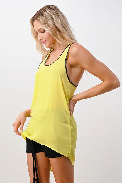 Contrast Trim Scoop Neck Tank Top