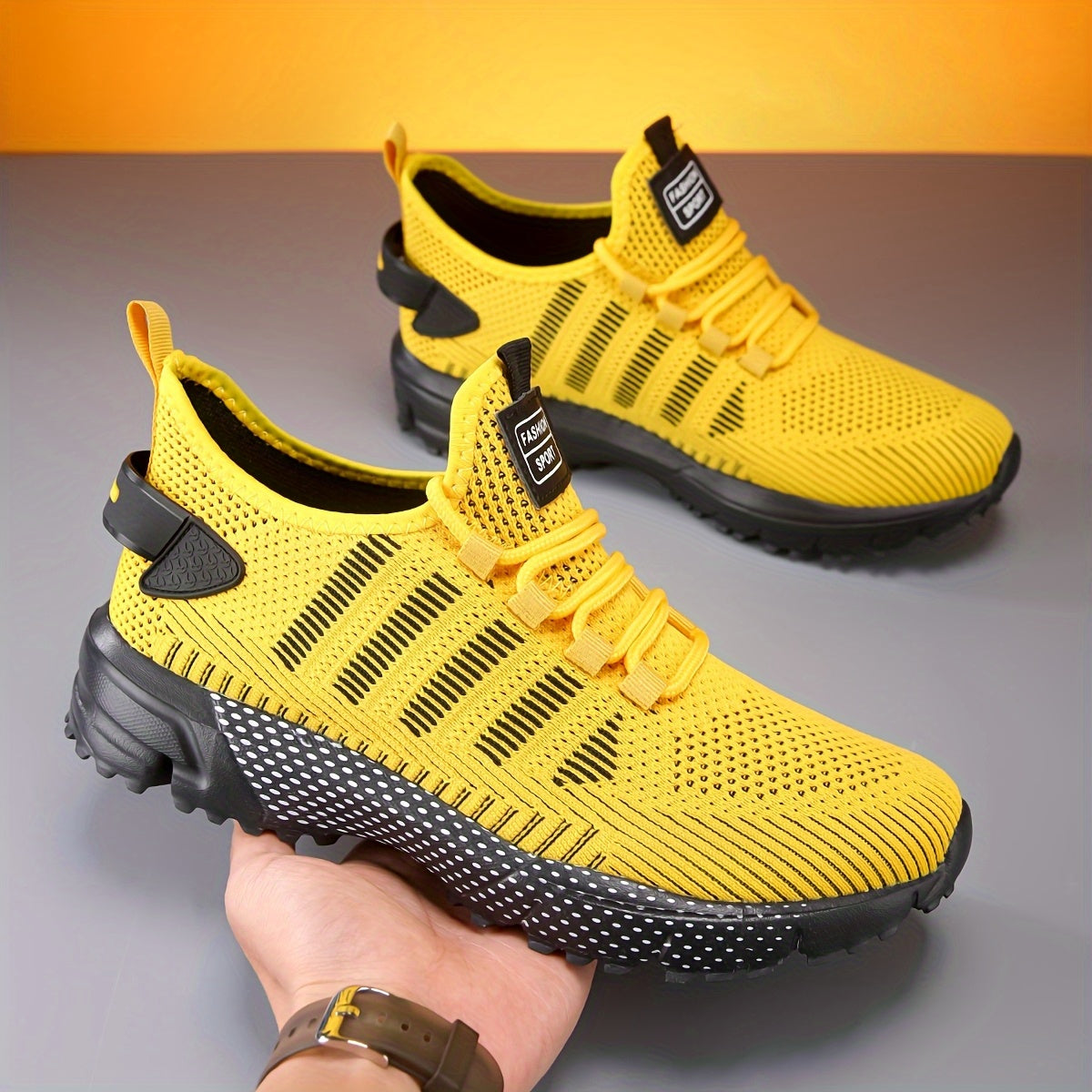 1 Pair of Men's Casual Sneakers Available in 3 Colors, Featuring Geometric Texture Fabric with Lace-up Closure, Durable MD Sole, Breathable Upper, Suitable for All Seasons