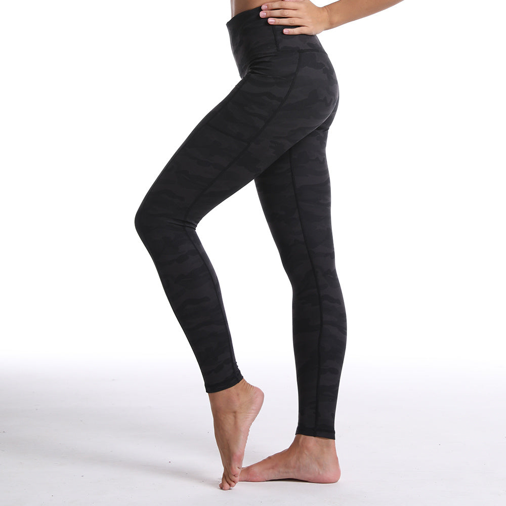 Women's Activewear: Stretchy Camo Print High Waist Pocket Leggings with Breathable Sweat Absorption & Ankle Length - Perfect for Sports! For Fall & Winter