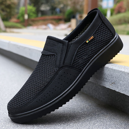 Men's Breathable Mesh Sneakers - MD Sole with Low-Top Design - Lightweight Non-Slip Running Shoes for Walking, Training & Casual Wear - Black & Gray - Lace-Up Closure - Fabric Upper & Insole - Comfortable Fabric Lining - Walk