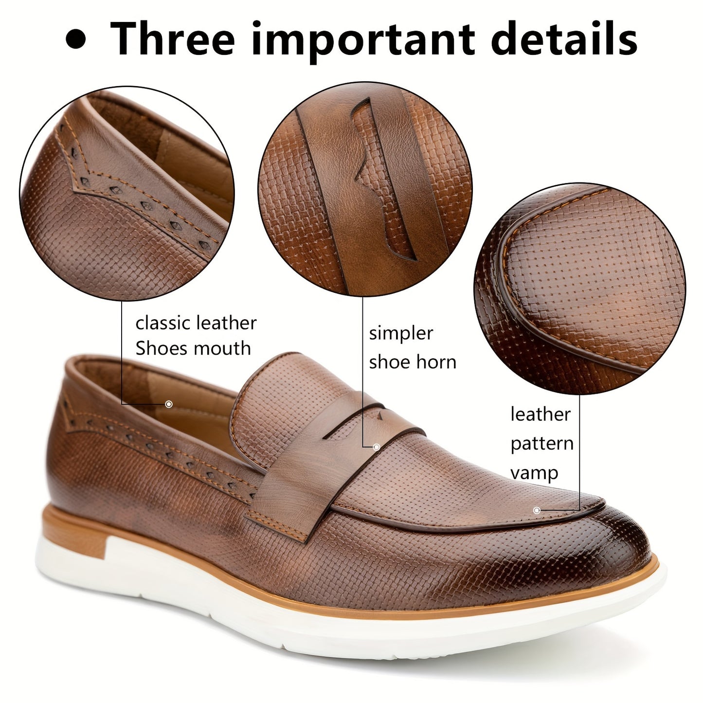 Mens Microfiber Synthetic Leather Loafers - Comfortable Slip-On Shoes with PU Insole, Round Toe, and TPR Sole for Casual, Party, Street Wear - All-Season Fashionable Shoes for Men