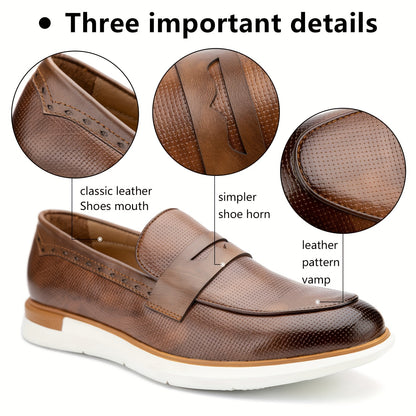 Mens Microfiber Synthetic Leather Loafers - Comfortable Slip-On Shoes with PU Insole, Round Toe, and TPR Sole for Casual, Party, Street Wear - All-Season Fashionable Shoes for Men