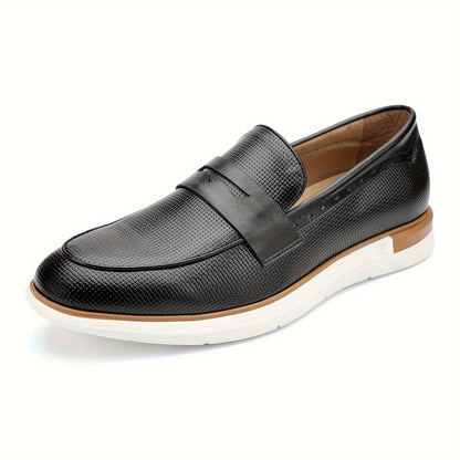 Mens Microfiber Synthetic Leather Loafers - Comfortable Slip-On Shoes with PU Insole, Round Toe, and TPR Sole for Casual, Party, Street Wear - All-Season Fashionable Shoes for Men