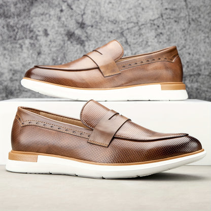 Mens Microfiber Synthetic Leather Loafers - Comfortable Slip-On Shoes with PU Insole, Round Toe, and TPR Sole for Casual, Party, Street Wear - All-Season Fashionable Shoes for Men