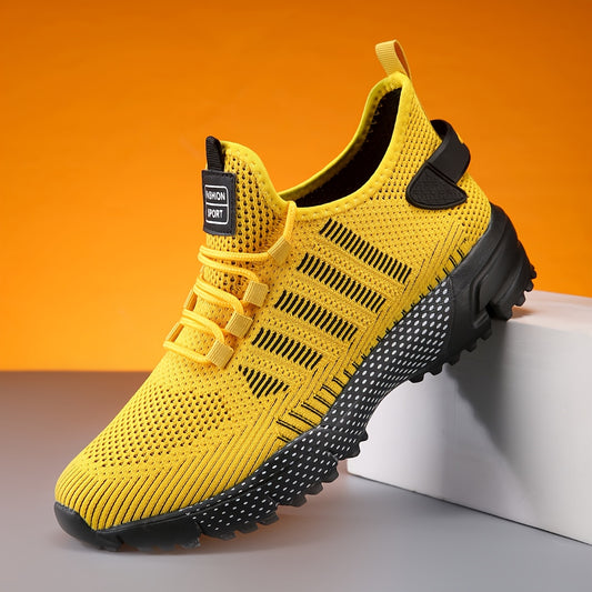 1 Pair of Men's Casual Sneakers Available in 3 Colors, Featuring Geometric Texture Fabric with Lace-up Closure, Durable MD Sole, Breathable Upper, Suitable for All Seasons