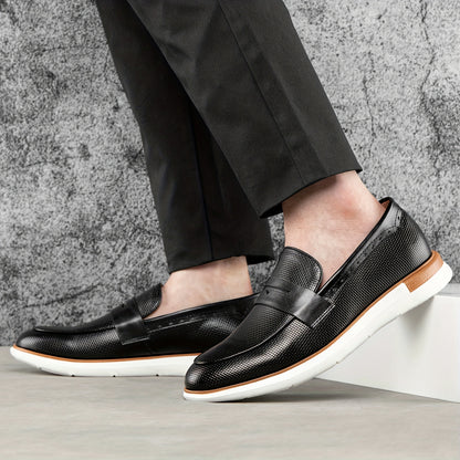 Mens Microfiber Synthetic Leather Loafers - Comfortable Slip-On Shoes with PU Insole, Round Toe, and TPR Sole for Casual, Party, Street Wear - All-Season Fashionable Shoes for Men
