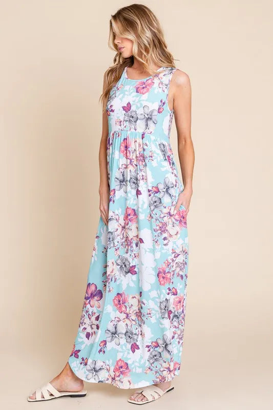 Sleeveless Floral Maxi Dress