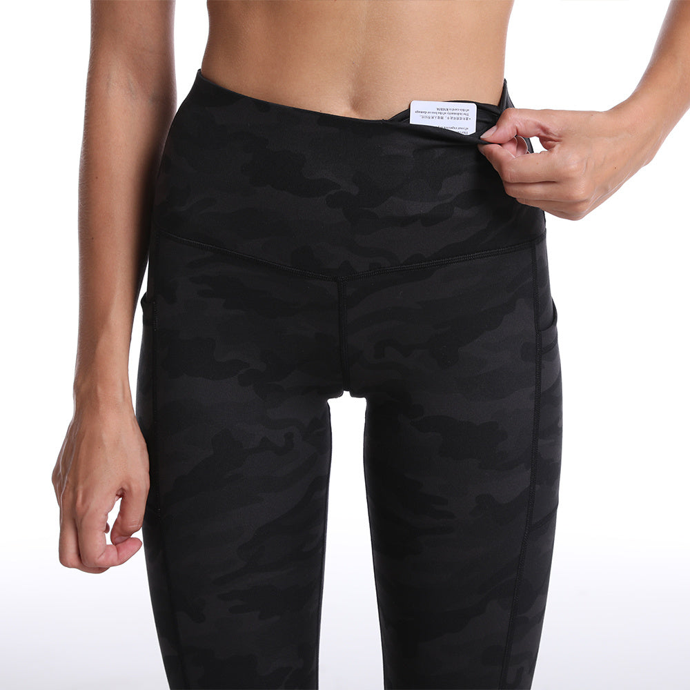 Women's Activewear: Stretchy Camo Print High Waist Pocket Leggings with Breathable Sweat Absorption & Ankle Length - Perfect for Sports! For Fall & Winter