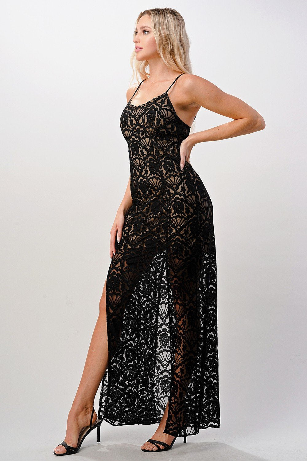 Elegant Black Lace Maxi Dress