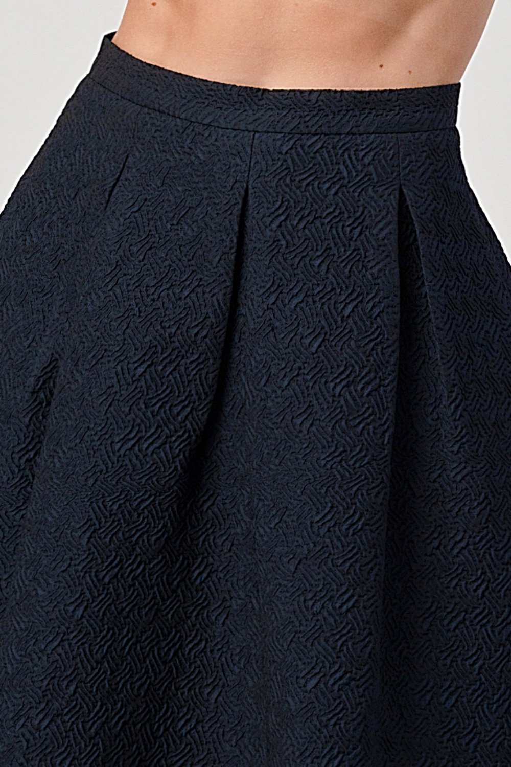 Textured Pleated A-Line Midi Skirt