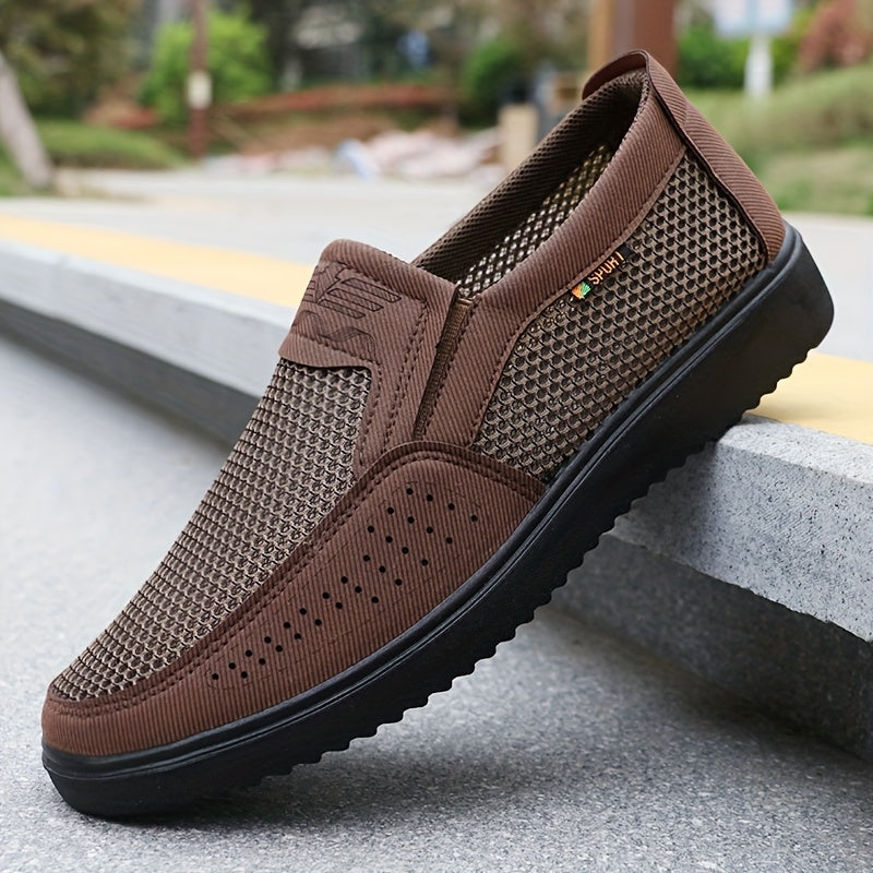 Men's Breathable Mesh Sneakers - MD Sole with Low-Top Design - Lightweight Non-Slip Running Shoes for Walking, Training & Casual Wear - Black & Gray - Lace-Up Closure - Fabric Upper & Insole - Comfortable Fabric Lining - Walk