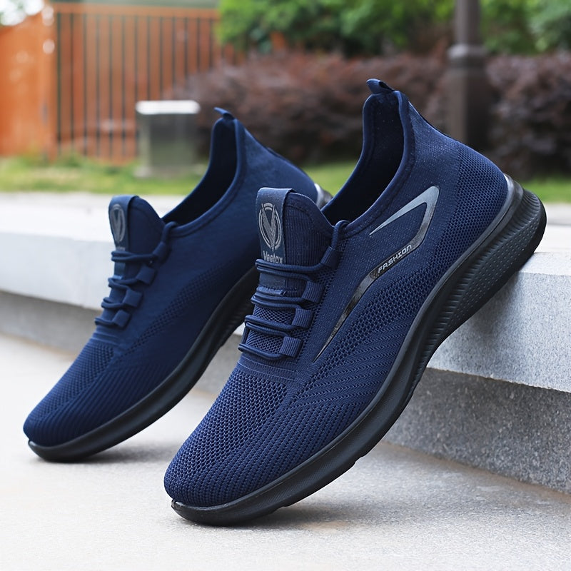 Men's Lightweight Slip-Resistant Casual Sneakers - Breathable Mesh & Fabric Upper, Durable PU Sole, Round Toe Low-Top Design for Hiking, Outdoor, Travel & Daily Wear - All-Season Comfort, Hiking Shoes, Outdoor Footwear, Sleek