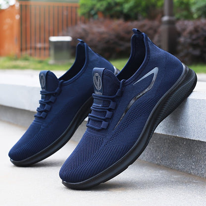 Men's Lightweight Slip-Resistant Casual Sneakers - Breathable Mesh & Fabric Upper, Durable PU Sole, Round Toe Low-Top Design for Hiking, Outdoor, Travel & Daily Wear - All-Season Comfort, Hiking Shoes, Outdoor Footwear, Sleek